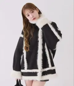 NICE CLAUP フェイクムートンロングジャケット