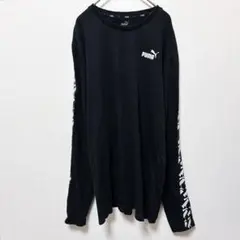 PUMA プーマ 長袖 Tシャツ ロンT ロゴテープ ブラック M (L相当)