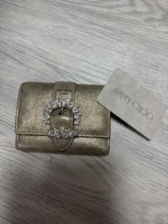 JIMMY CHOO 三つ折り財布 CHERI WALLTゴールド - メルカリ