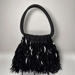 ビーズ　黒 ブラックパーティーバッグ✨