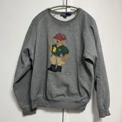 【希少】90s POLO ラルフローレン ポロベア スウェット M 霜降りグレー
