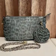 【美品】Leather Jewels クロコ型押し 財布バッグ ショルダーバッグのサムネイル