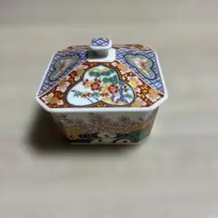 未使用品】有田焼 弥右衛門 蓋物 蓋付き中鉢 金彩 古伊万里 六角鉢 角