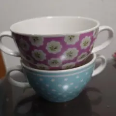 スープカップ 2個セット 花柄 ドットのサムネイル