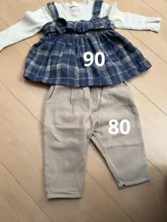 mamaraku チェック柄トップス・パンツセット