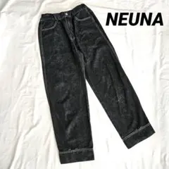 美品【NEUNA】ストレートデニムパンツ ブラック M コットン100 ポケット