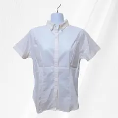 COMME CA ISM✧コムサイズム半袖ブラウス レースカラー 比翼ボタン白S