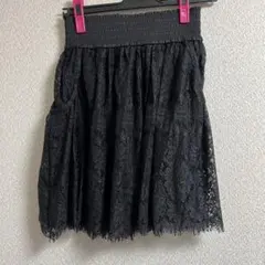 バーニーズニューヨーク【美品】レースミニスカート 黒 ウエストゴム 体型カバーFのサムネイル