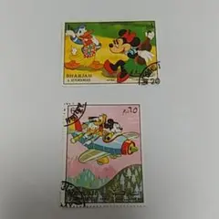 海外のディズニー使用済み　古切手　2枚