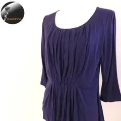 23区　ニジュウサンク　カットソー　チュニック　ギャザー　シルク混　紺　44