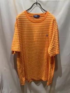 ポロ ラルフローレン ボーダーTシャツ　オレンジ　シングルステッチ　ビッグサイズ