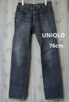 UNIQLO デニムパンツ　MEN'S【76cm】ブラック　ストレート S002