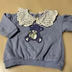 美品　クマ　刺繍　薄紫トレーナー　90 長袖