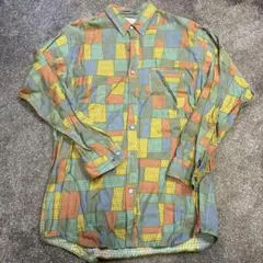 個性　総柄　パッチワーク　レトロ　古着　シャツ　下北沢