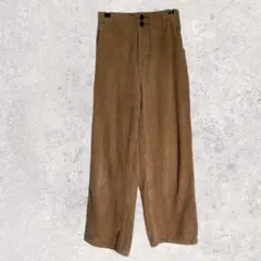 イング　ワイドパンツ　茶色　M　コーデュロイ　スラックス　秋冬　ウエストゴム