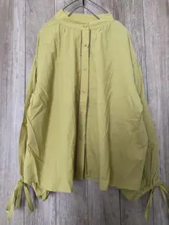 新品★season reason★コットンふんわり袖リボンブラウス★マスタード