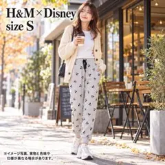 H&M Disney S ミッキー総柄 ジョガーパンツ グレー 655