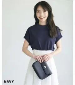 ベースメント　ヘビーウェイトフレンチスリーブTシャツ ネイビー　【新品】のサムネイル