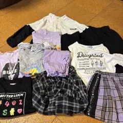 キッズ服　女の子 まとめ売り 130サイズ　10点セット　黒紫　ブラックパープル