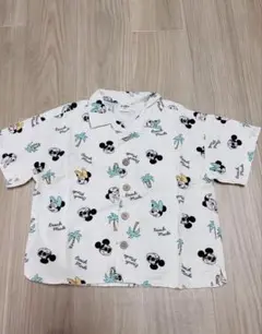 【美品】リトシー Littc ディズニー ミッキー＆ミニー 総柄シャツ 90cm