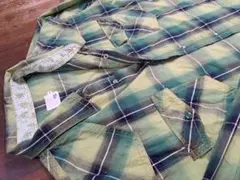 古着　長袖 緑 チェック シャツ 5L 大きい サイズ