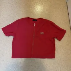 SLOPPY フロントジップ 半袖Tシャツ レッド