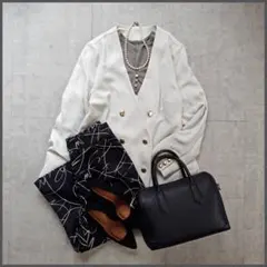 きれいめオフィスカジュアル コーデ売り セットアップ 美シルエット モノトーンM