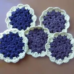 ハンドメイド花型コースター5枚セット