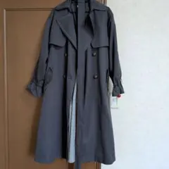 グレー ダブルブレスト ロングコート