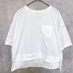 【無印良品】白 XS〜S ゆったり Tシャツ カットソー ポケット付き コットン