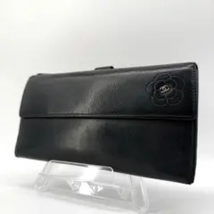 18104✨シャネル カメリア ココマーク 長財布 フラップ ブラック レザーのサムネイル