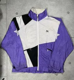 PUMA プーマ  90s ナイロンジャケット XXL 刺繍ロゴ パープル