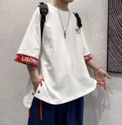 【即購入可能】メンズ 半袖 トップス Tシャツ ストリート 白 赤 XL