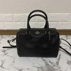 コーチ 2way ミニベネット ショルダーバッグ ボストン レザー ブラック