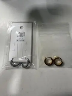 LAKOLE ステンレス ミニフープピアス 2色セット　ゴールド　シルバーのサムネイル