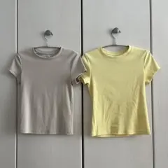 【1~2日発送】GU ミニTシャツ Sサイズ 黄色&ベージュ 2着セット