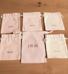 【新品未使用】ディオール Dior コットンポーチ 巾着 白 6個セット