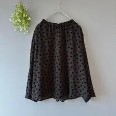 フィグノ［M］大人エレガント◎ベロア地ドット柄◎シアードッキング◎七分袖ブラウス