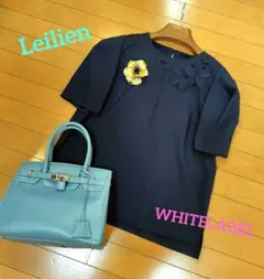 レリアン ホワイトレーベル 濃紺ネイビー プルオーバートップスブラウス9M