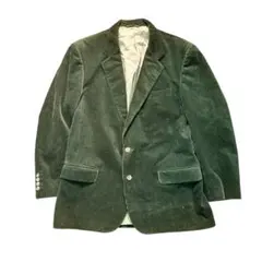 7AS5コーデュロイ　テーラードジャケット　日本製　深緑　大人服　古着used