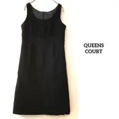 QUEENS COURT ノースリーブワンピース　膝丈　ブラック　日本製　2