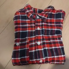 赤と黒のチェック柄長袖シャツ L