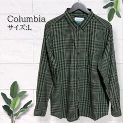 【Columbia】長袖チェックシャツ サイズ:L グリーンチェック