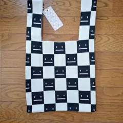 ハンドメイド ニットバッグ チェッカーフラッグ モチーフ | Mercari