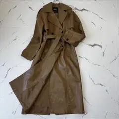ZARA✨未使用級　エコレザーロングトレンチ　ベージュ　ベルテッド　マキシ丈