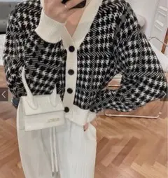 GRL 千鳥柄ニットカーディガン[at1619]