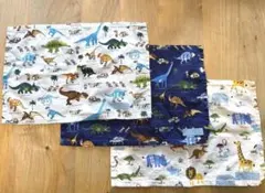 カラフルキャンディスタイル動物・恐竜柄ランチョンマット　コットン生地3枚セット