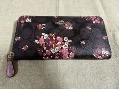 【美品】COACH 長財布 シグネチャー 花柄 ラウンドファスナー