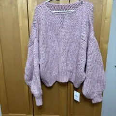 GRL ピンク ニット セーター バルーンスリーブ