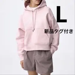 ジーユー 新品✨ヘビーウェイトスウェットショートパーカー　ピンク　L